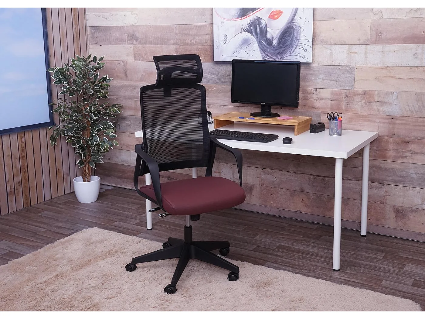 MCW-J52 bureaustoel,  bordeaux-rood