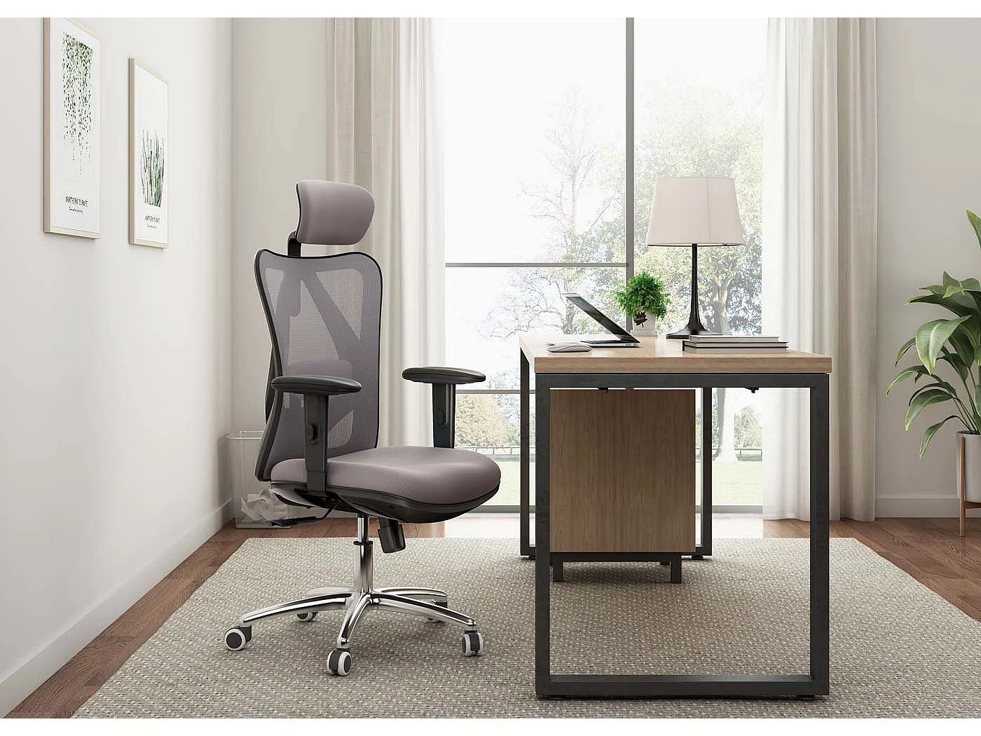 Chaise de bureau SIHOO-J86,  sans repose-pieds, gris