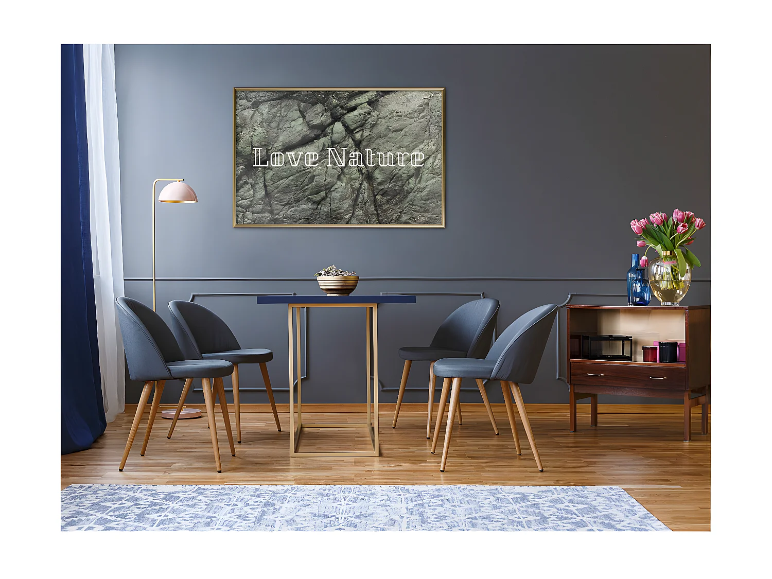 Affiche Murale Encadrée "Nature" 90 x 60 cm Or