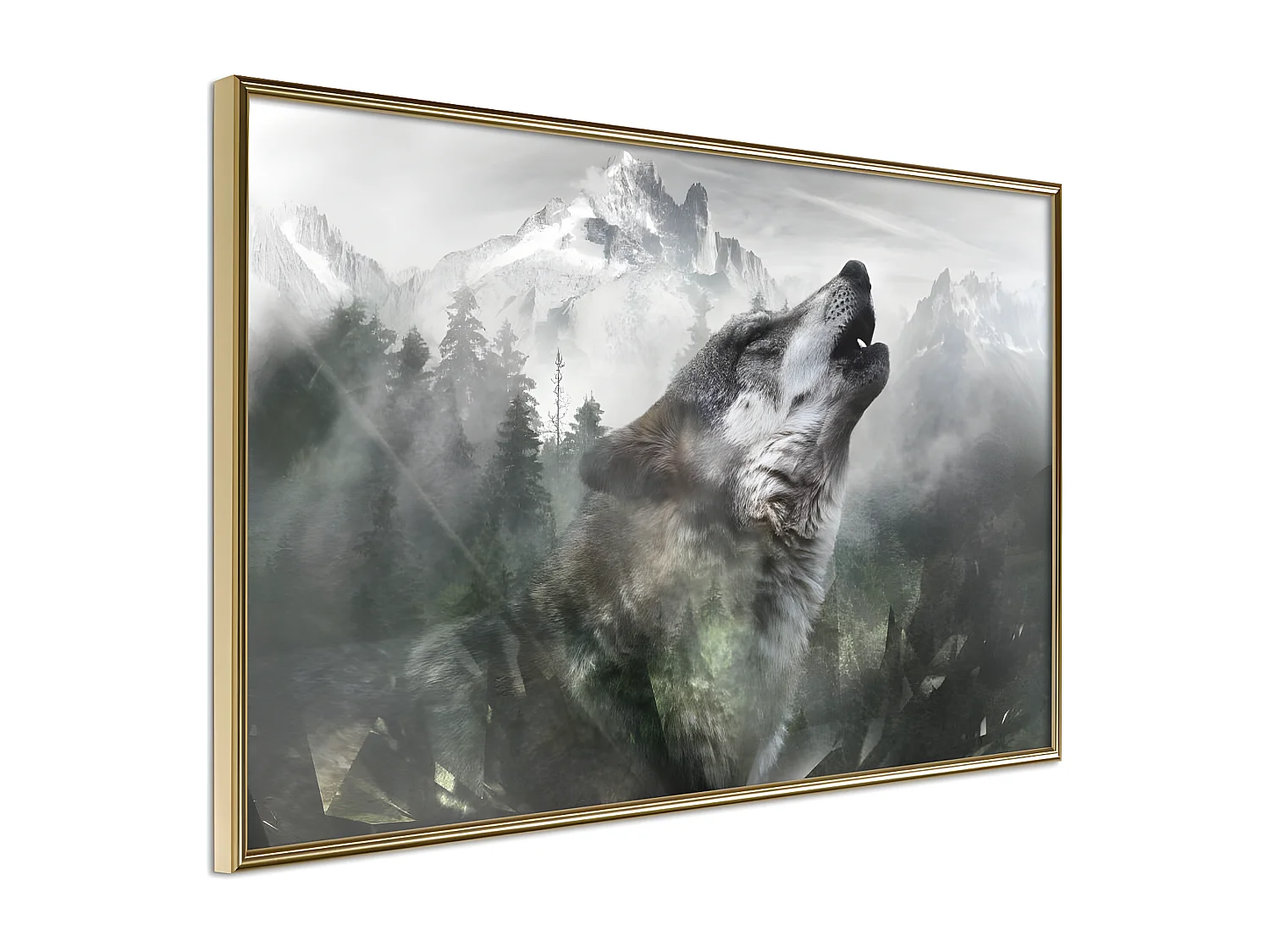 Affiche Murale Encadrée "Wolf's Territory" 60 x 40 cm Or