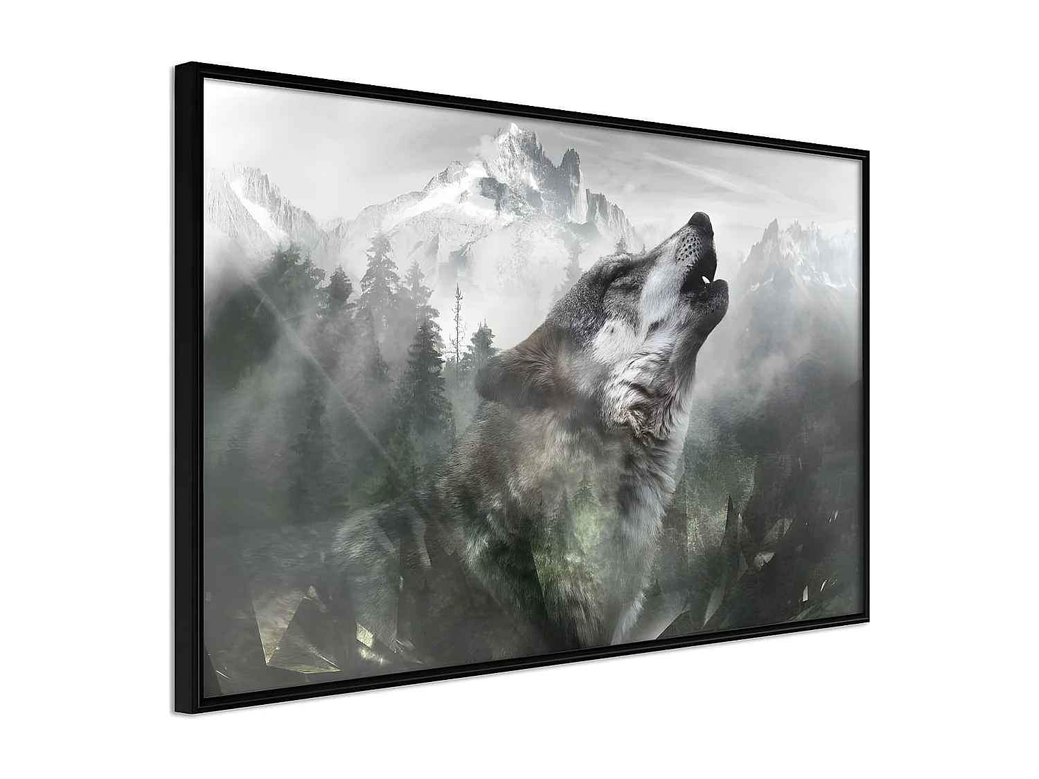 Affiche Murale Encadrée "Wolf's Territory" 90 x 60 cm Noir