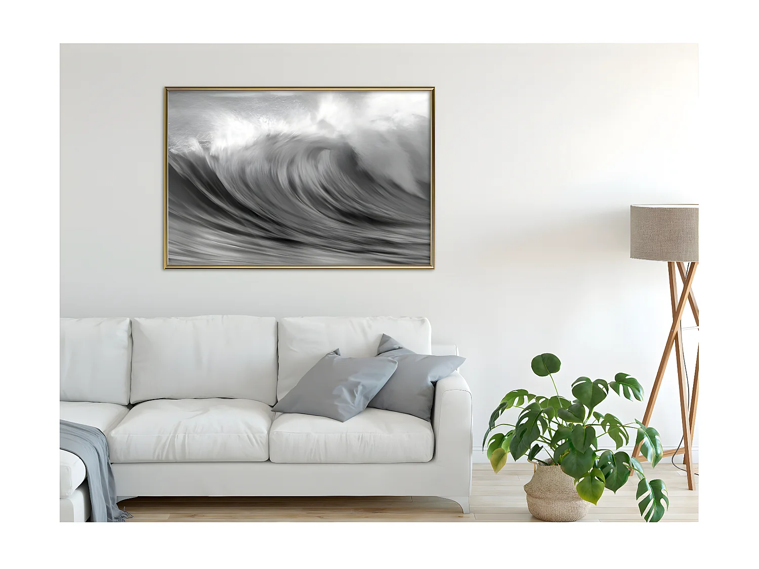 Affiche Murale Encadrée "Big Wave" 90 x 60 cm Or