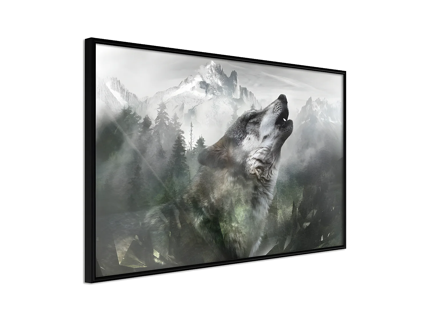 Affiche Murale Encadrée "Wolf's Territory" 30 x 20 cm Noir