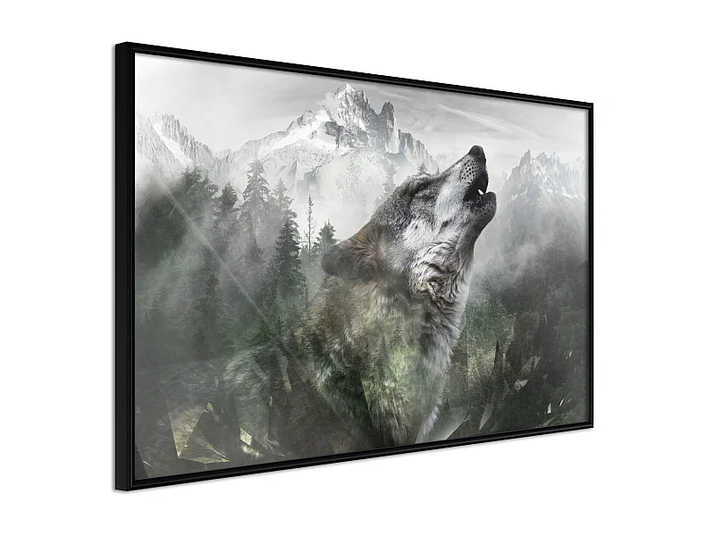Affiche Murale Encadrée "Wolf's Territory" 30 x 20 cm Noir