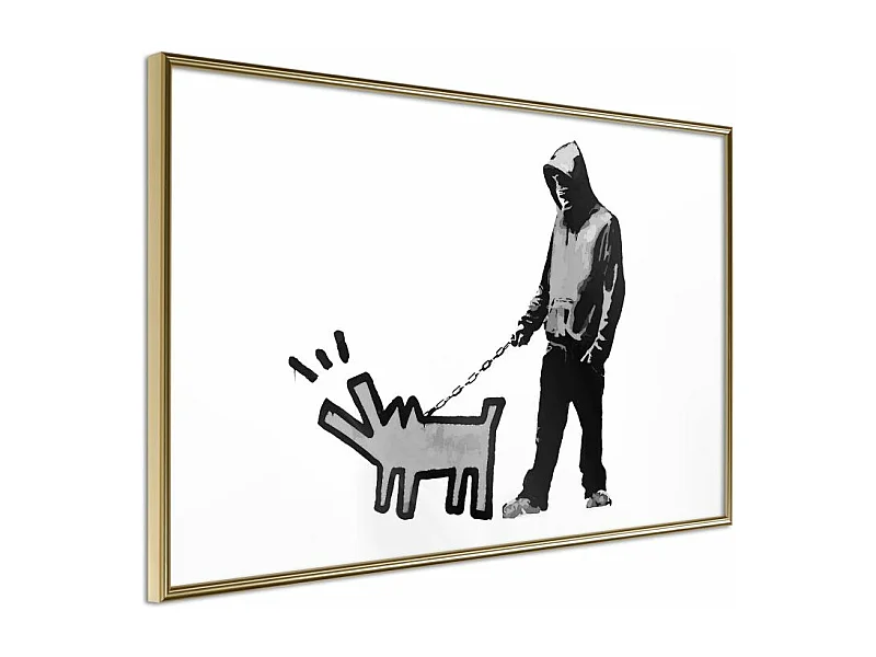 Affiche Murale Encadrée "Banksy Choose Your Weapon" 30 x 20 cm Or