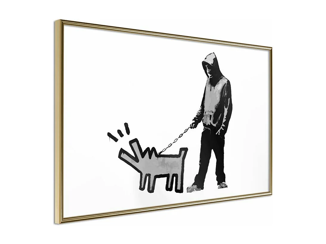 Affiche Murale Encadrée "Banksy Choose Your Weapon" 90 x 60 cm Or