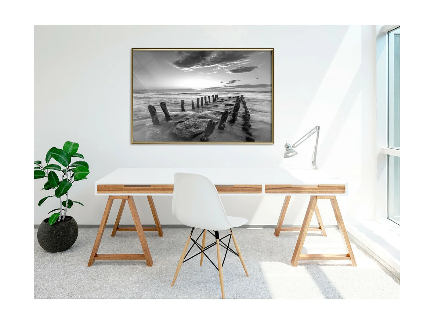Affiche Murale Encadrée "Old Breakwater" 90 x 60 cm Or