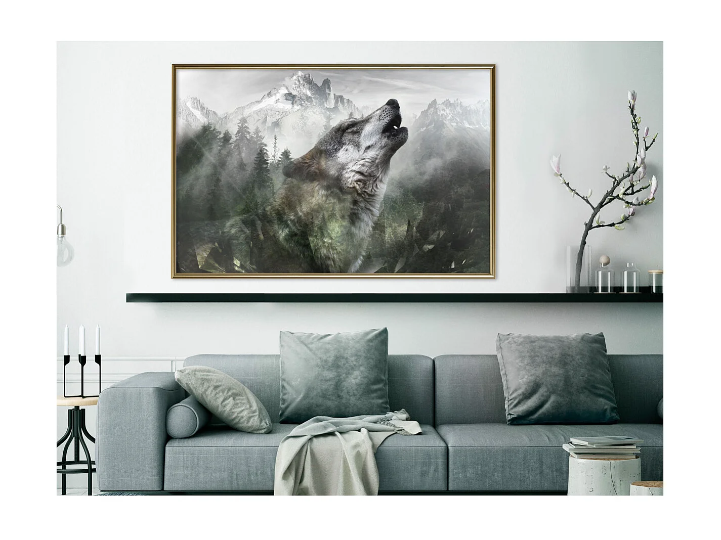 Affiche Murale Encadrée "Wolf's Territory" 90 x 60 cm Or