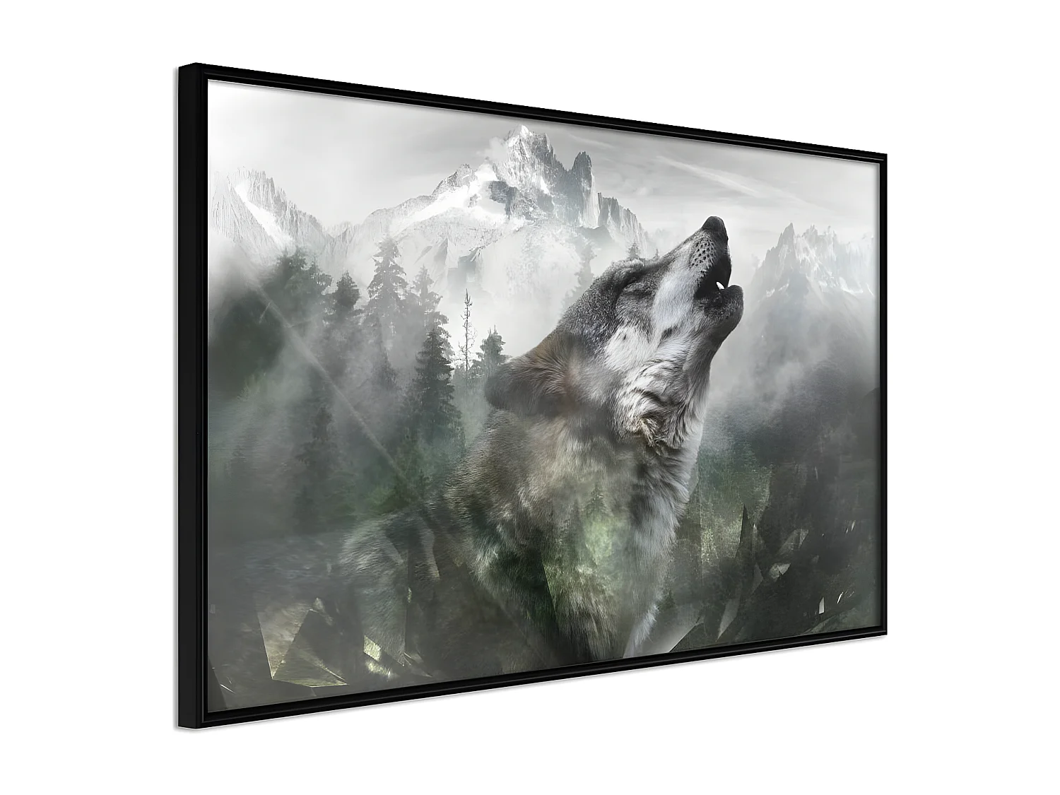 Affiche Murale Encadrée "Wolf's Territory" 60 x 40 cm Noir