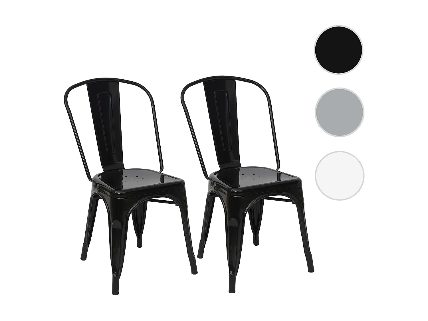 Chaise MCW-A73 Métal (lot de 2),  noir