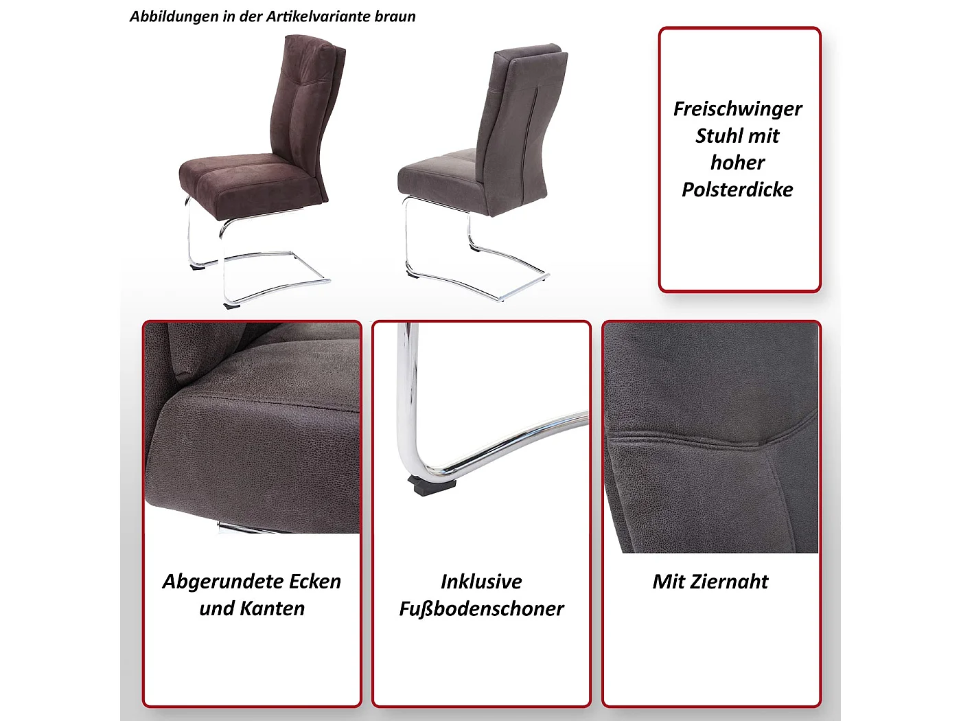 Chaise de salle à manger MCW-G56 (lot de 6),  brun