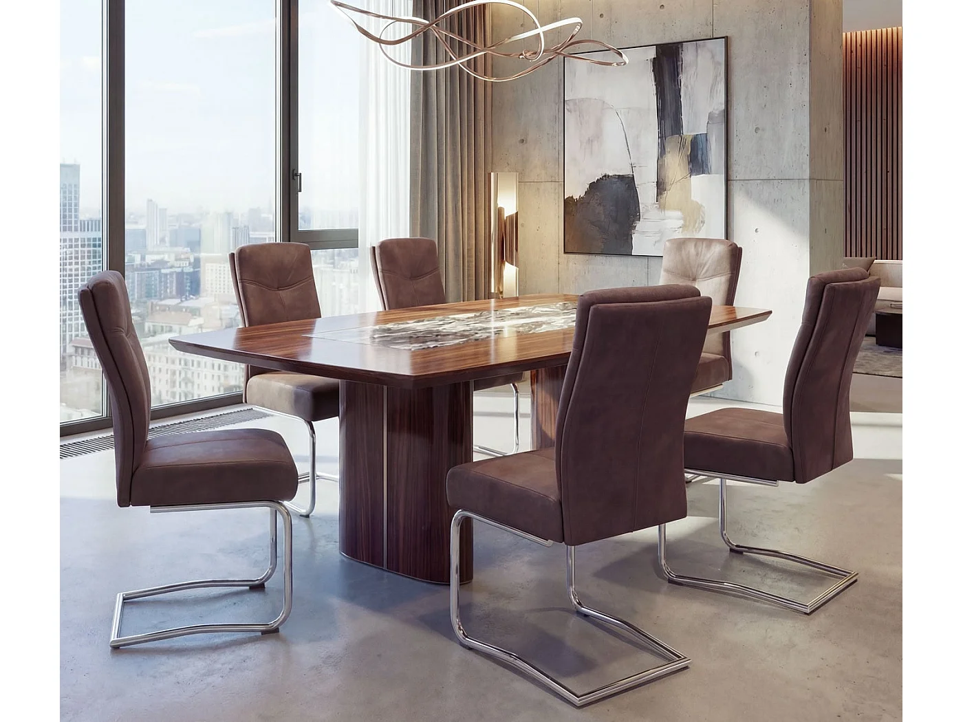 Chaise de salle à manger MCW-G56 (lot de 6),  brun