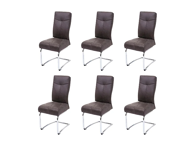 Set 6x sedie sala pranzo moderno MCW-G56 struttura a slitta tessuto scamosciato grigio