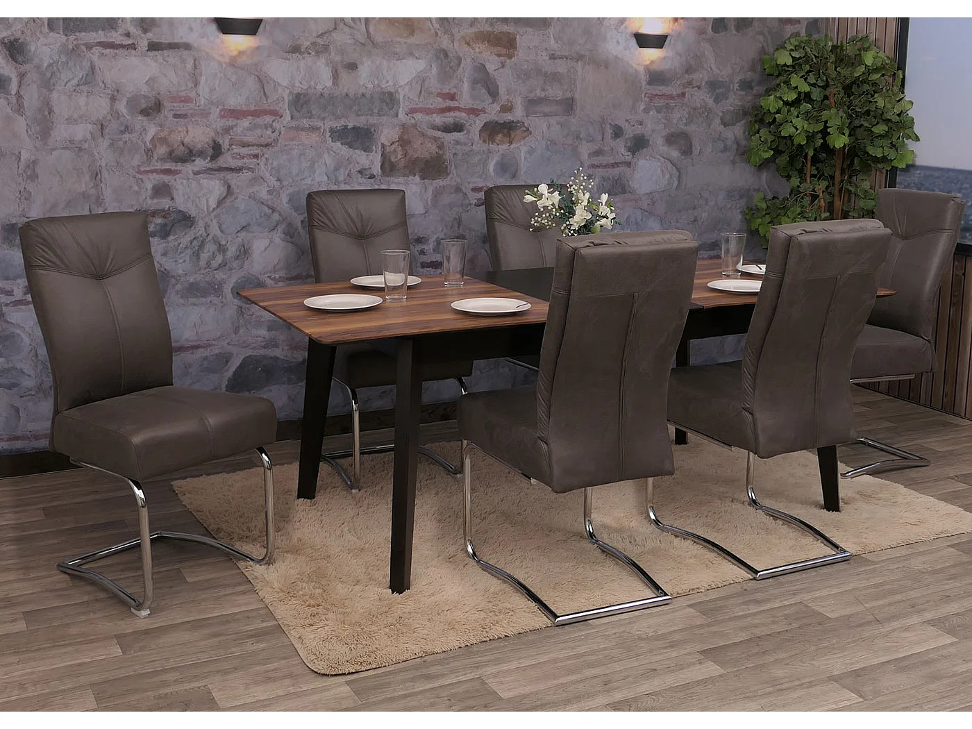 Chaise de salle à manger MCW-G56 (lot de 6),  gris