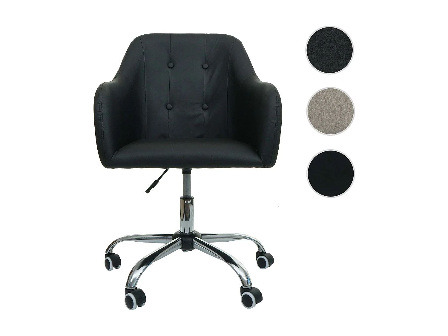 Poltrona sedia ufficio regolabile computer scrivania MCW-L92 girevole braccioli ~ ecopelle nero