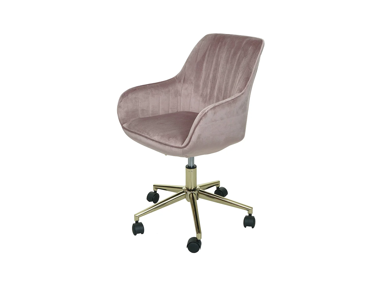 Chaise de bureau MCW-J62 velours avec accoudoirs,  rose