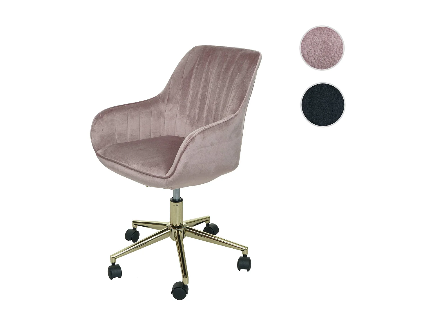 Bürostuhl MCW-J62 Samt mit Armlehne, Rosa