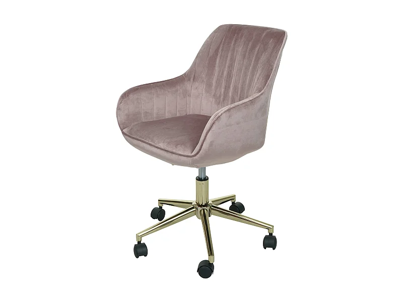 Chaise de bureau MCW-J62 velours avec accoudoirs,  rose