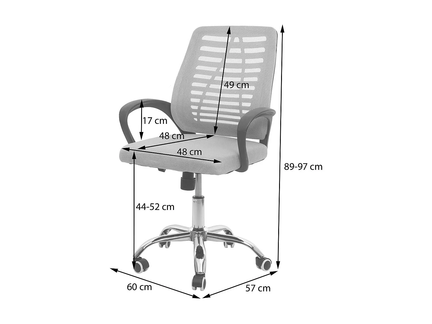 Krzesło biurowe MCW-L44,  szary