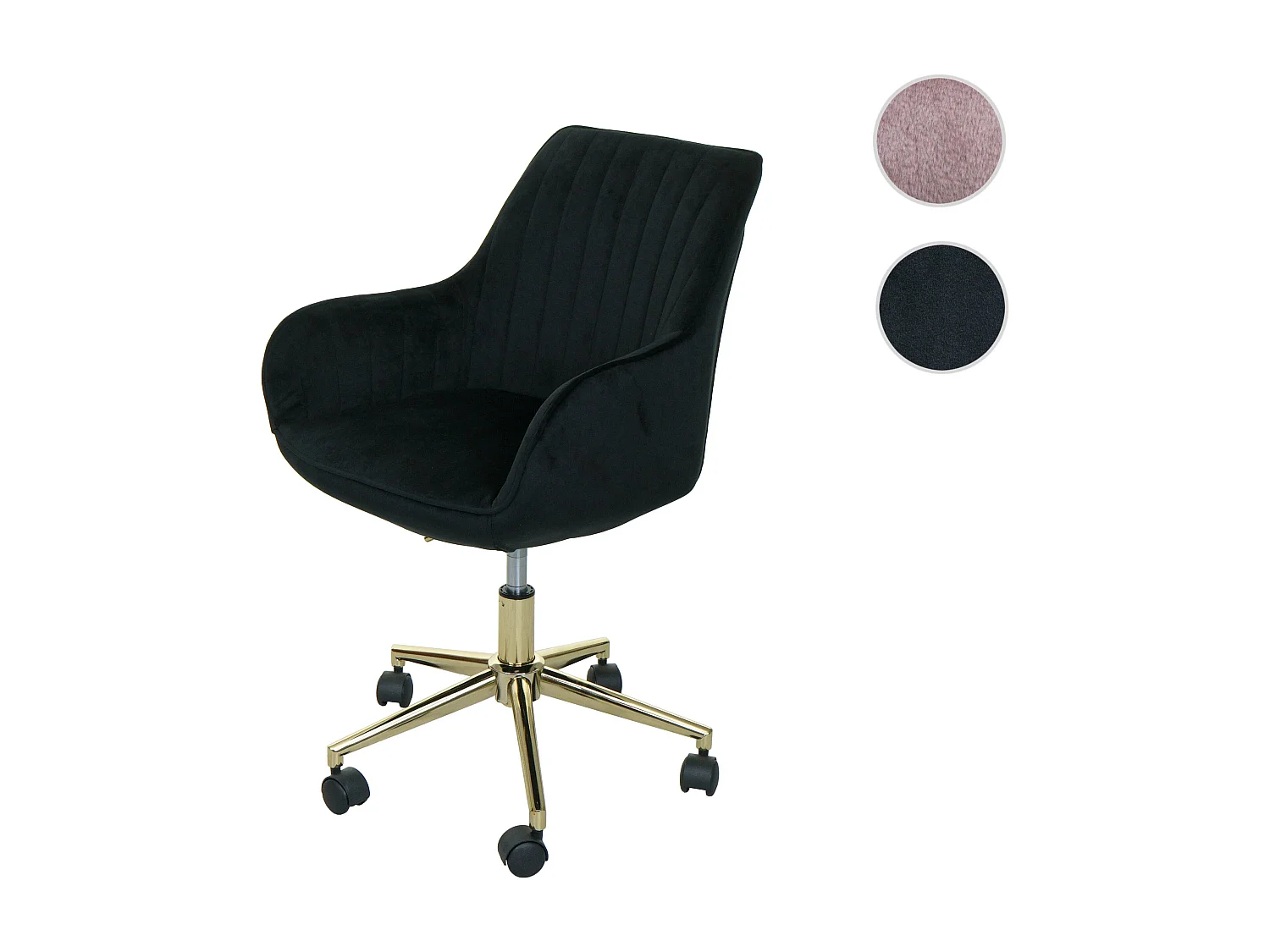 Cadeira de escritório MCW-J62 de veludo com apoio de braços,  preto