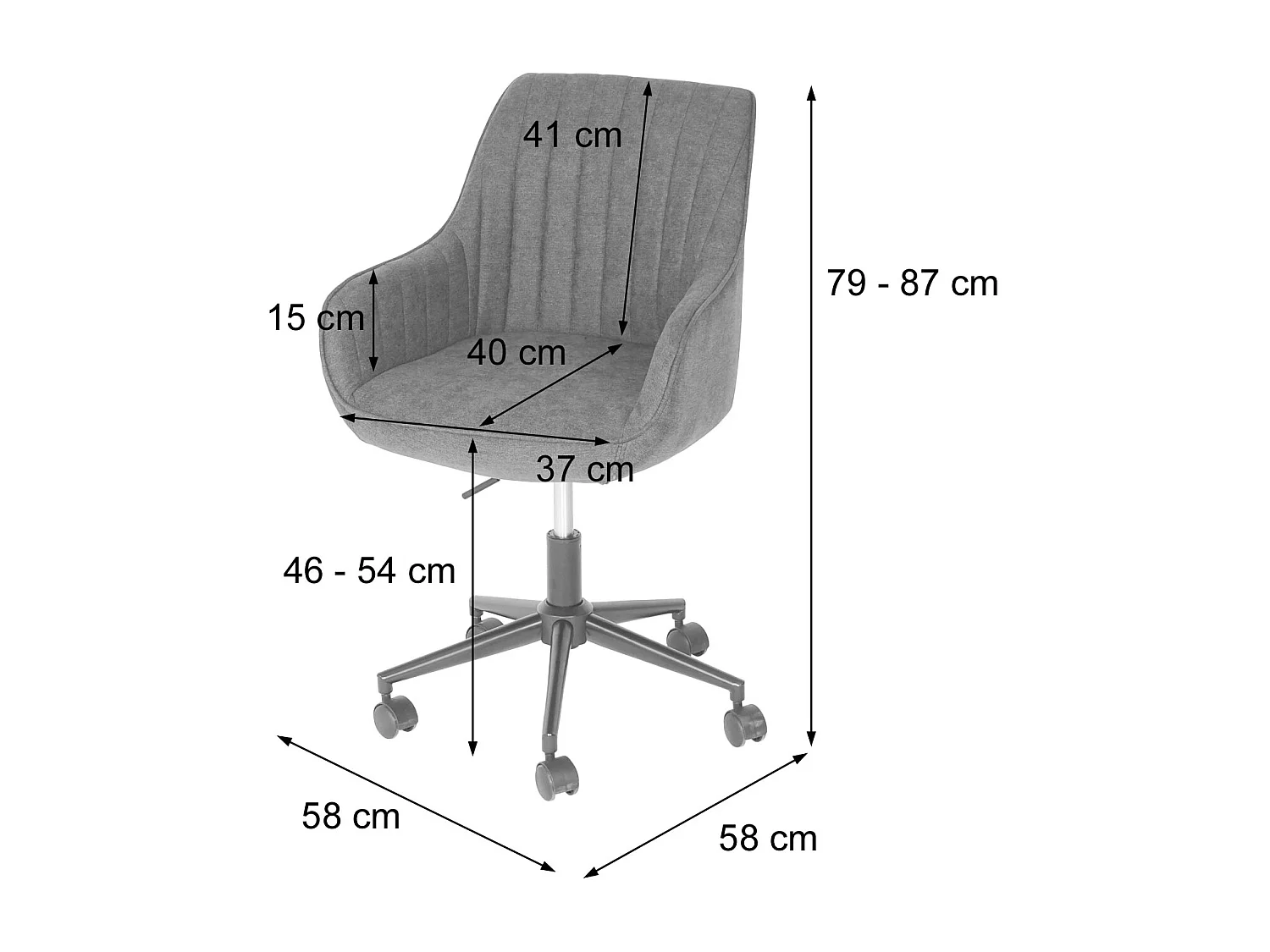 Krzesło biurowe MCW-J62 velvet z podłokietnikiem,  czarny