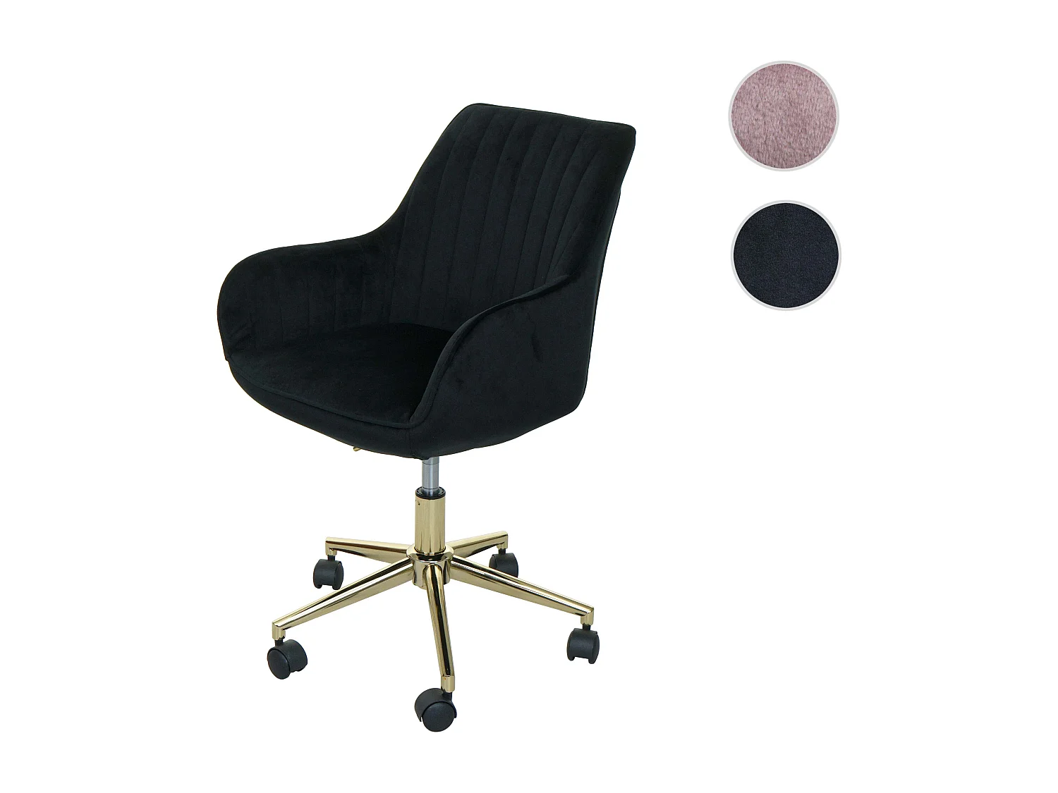 Krzesło biurowe MCW-J62 velvet z podłokietnikiem,  czarny