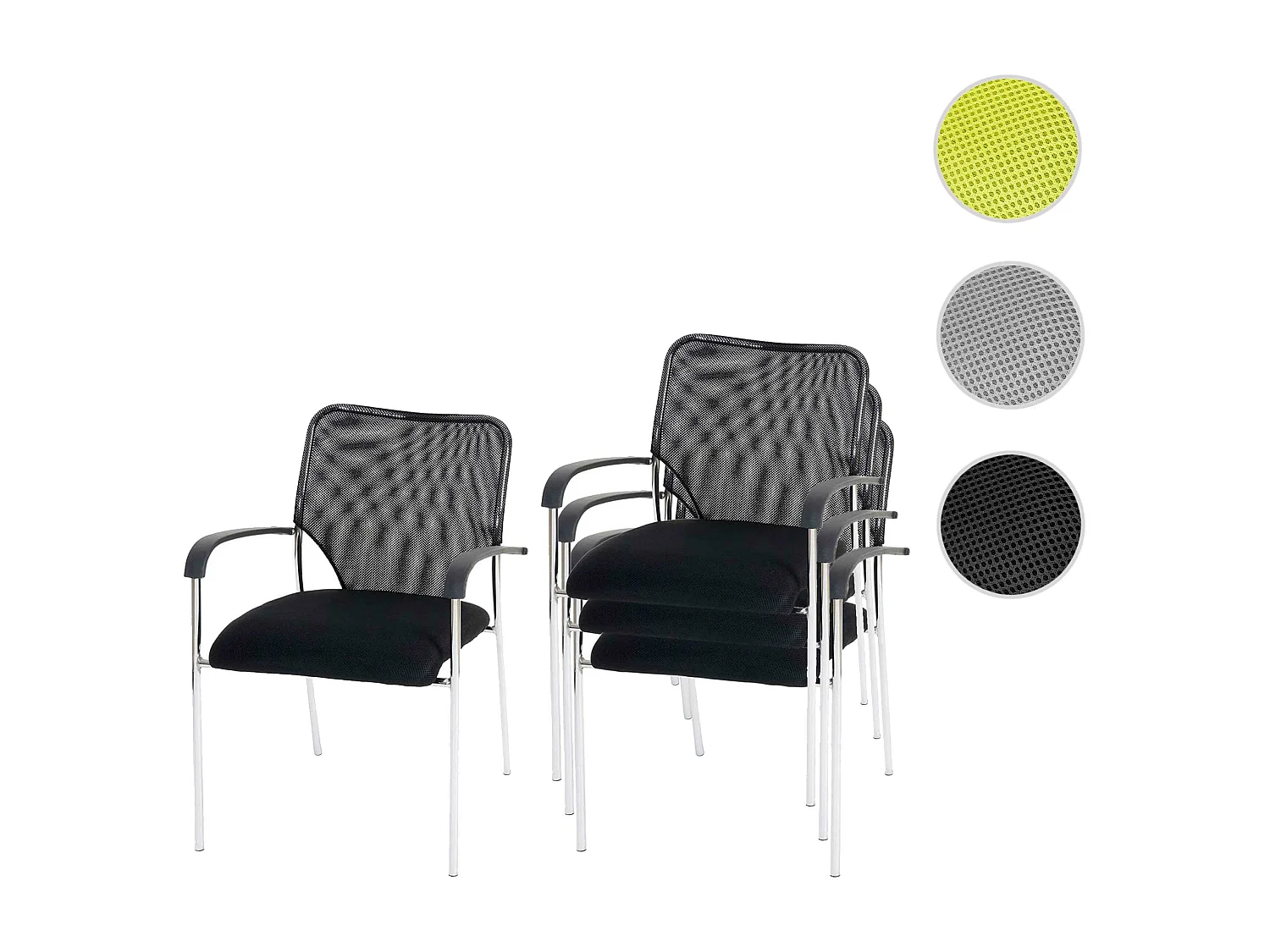 Chaise visiteur Tucson (lot de 2),  siège noir, dossier noir