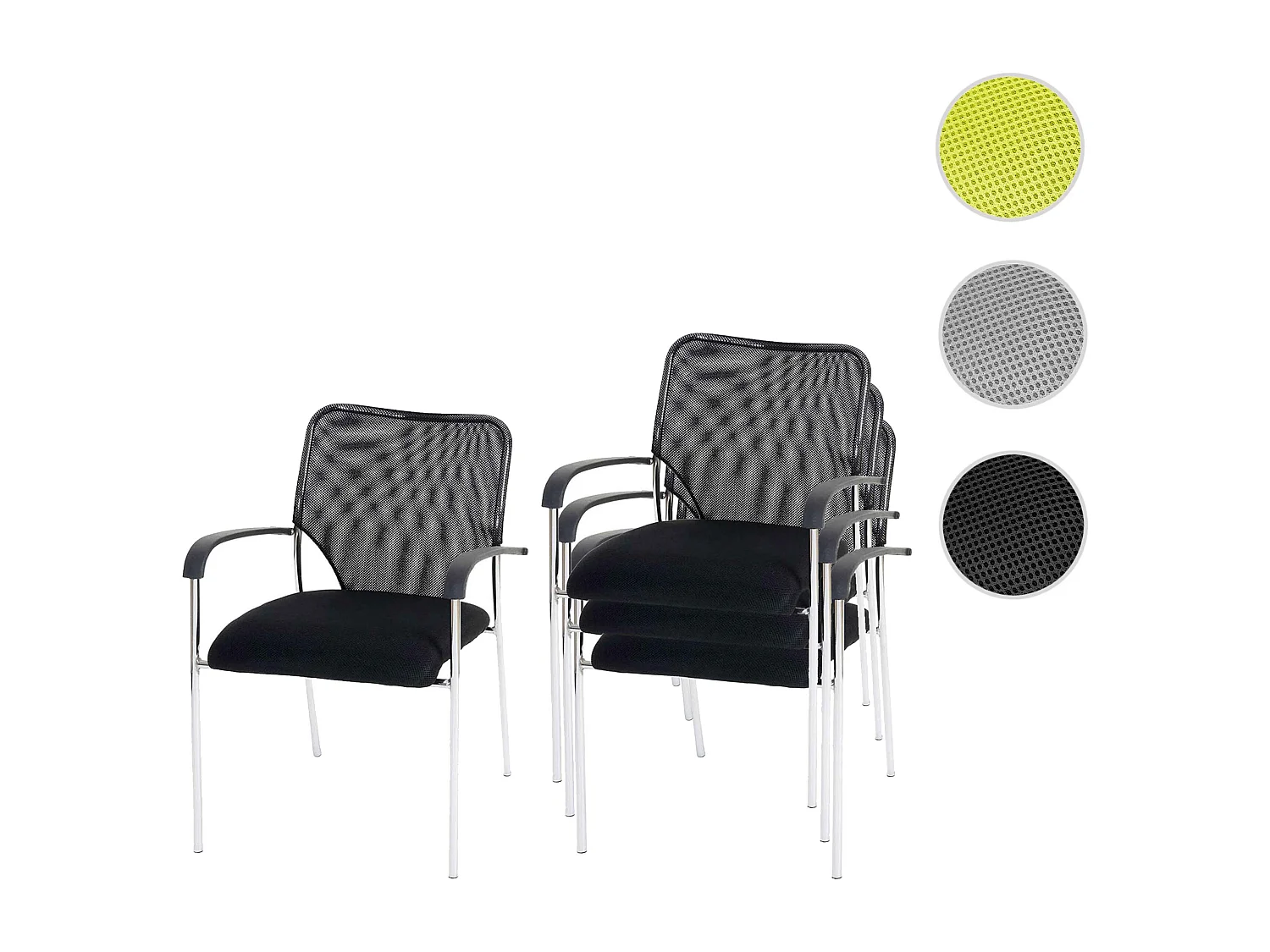 Bezoekersstoel Tucson  (set van 2),  zitting zwart, rugleuning zwart