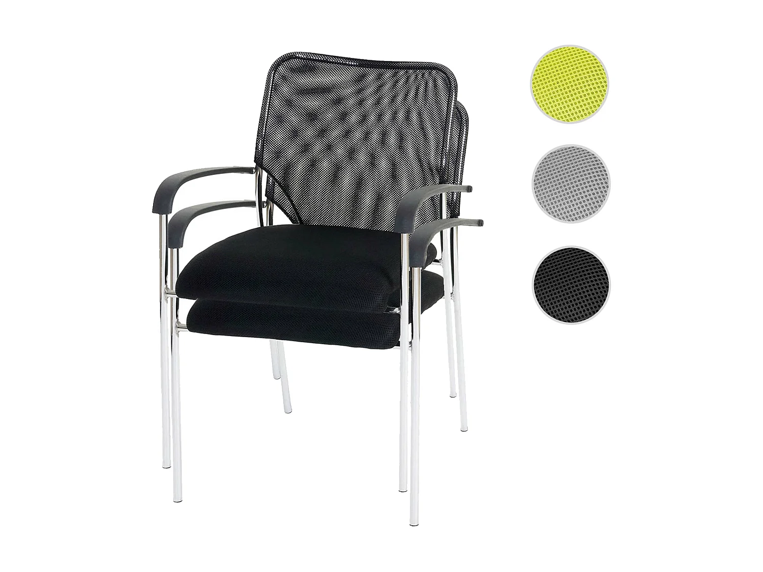 Besucherstuhl Tucson  (2er Set), 2x Stuhl, Sitz schwarz, Rückenfläche schwarz