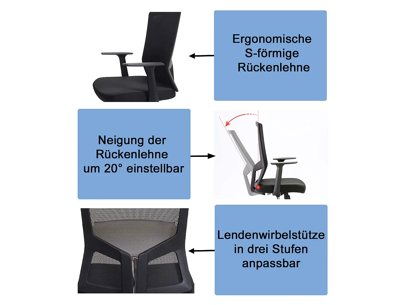 Chaise de bureau SIHOO-J90,  noir