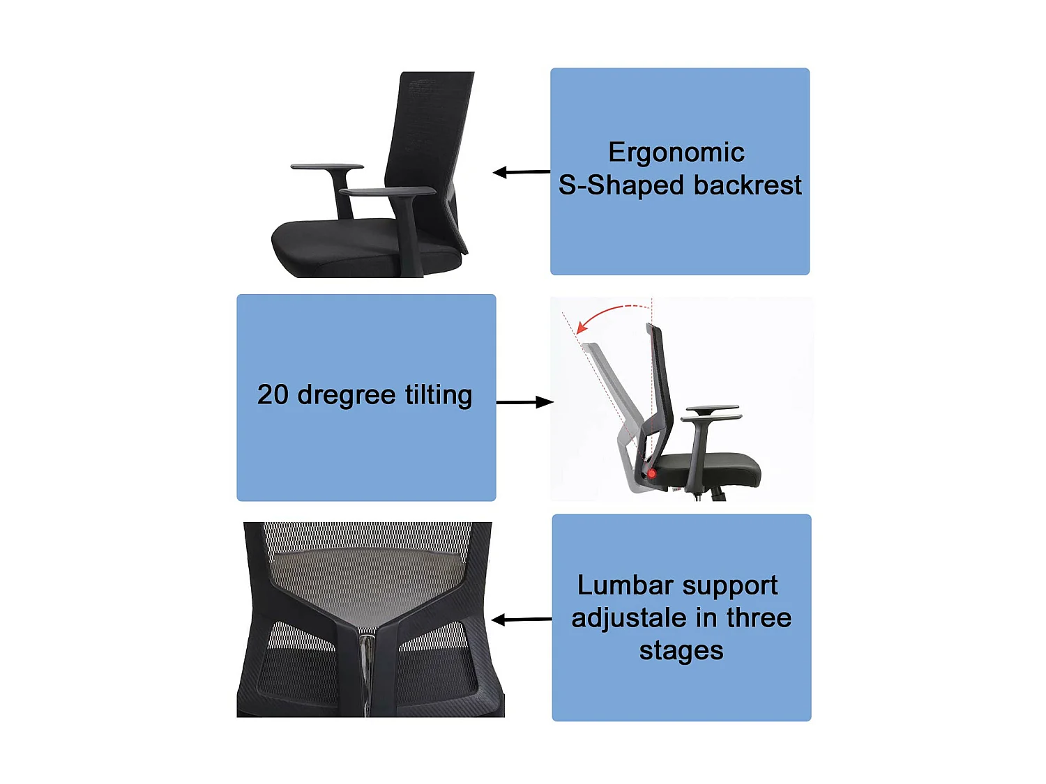 Chaise de bureau SIHOO-J90,  noir