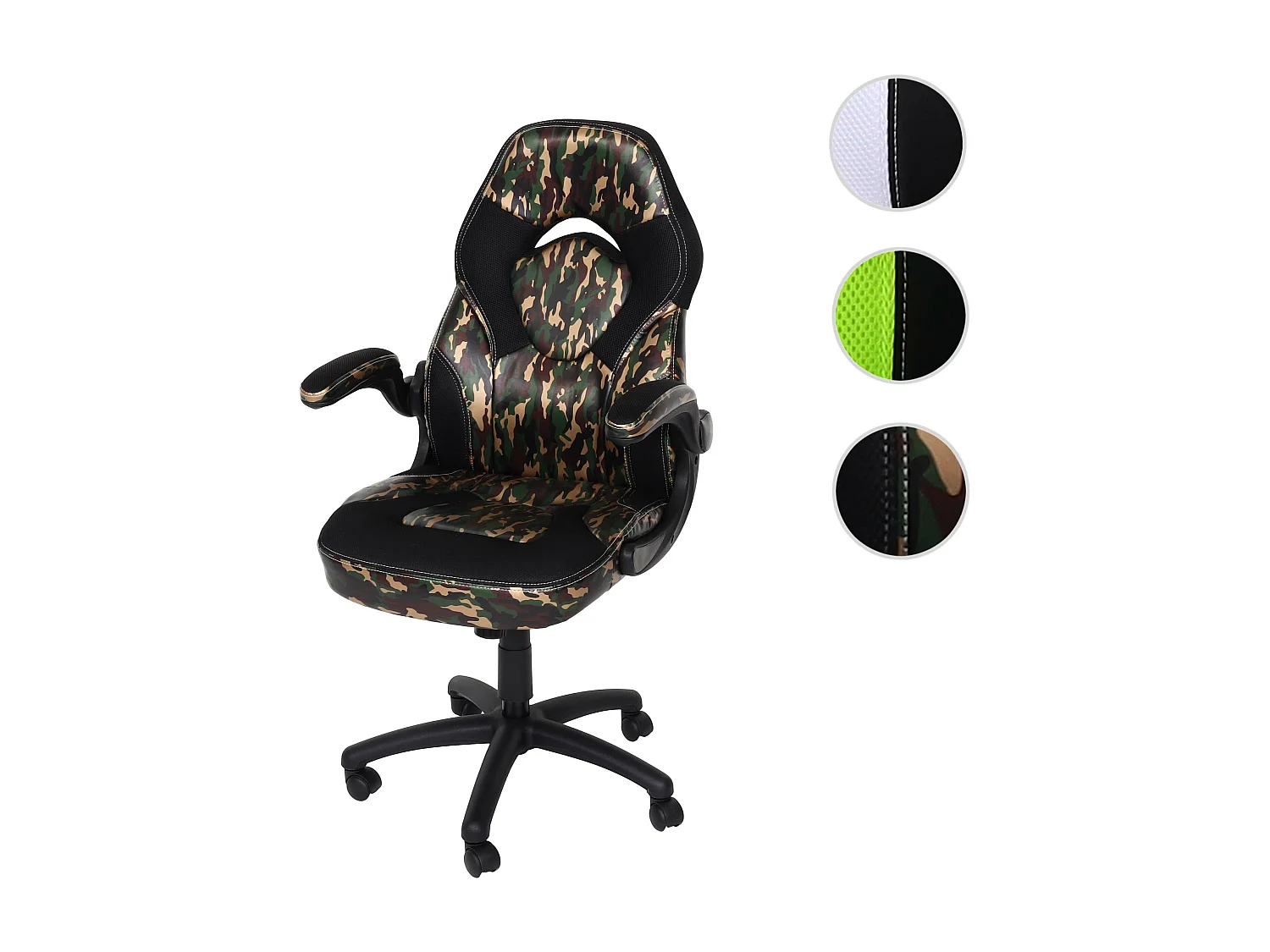 Chaise de bureau MCW-K13,  camouflage-noir