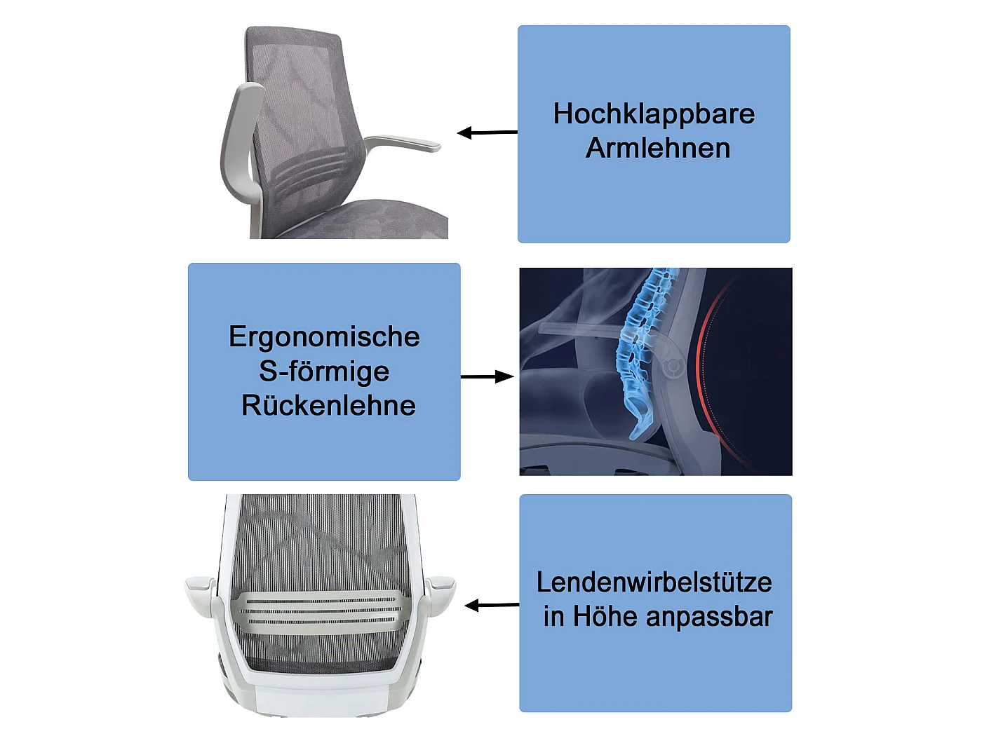 Chaise de bureau SIHOO-J91,  gris