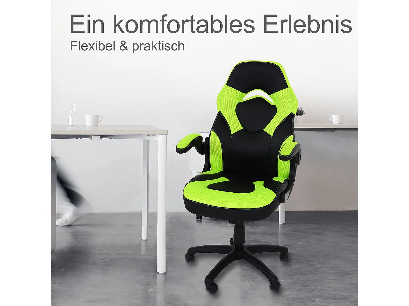 Chaise de bureau MCW-K13,  noir-vert