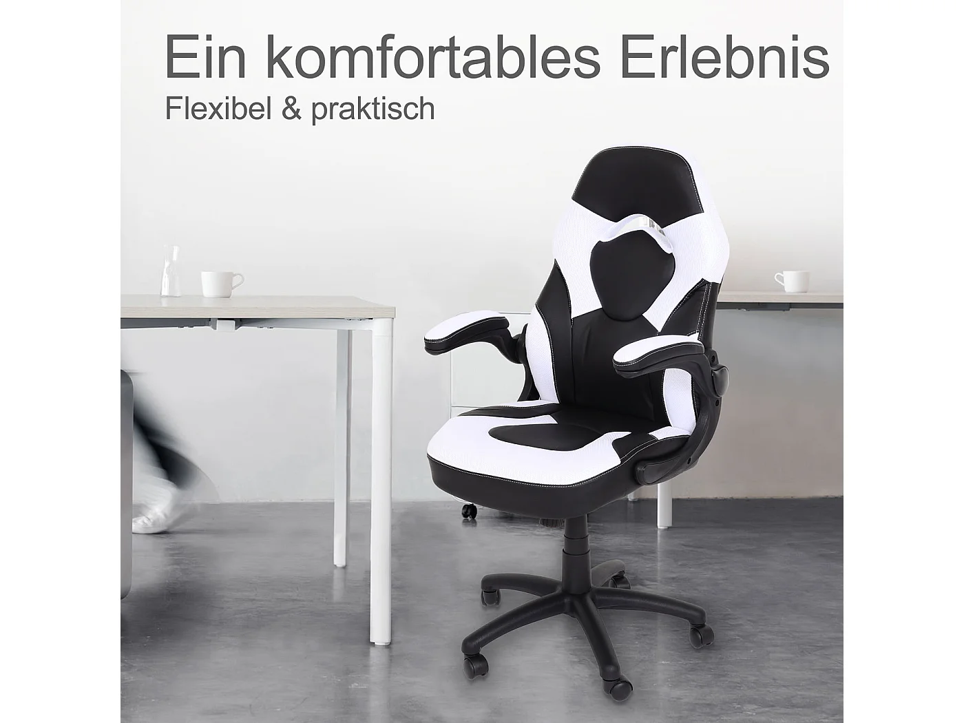 Chaise de bureau MCW-K13,  noir-blanc