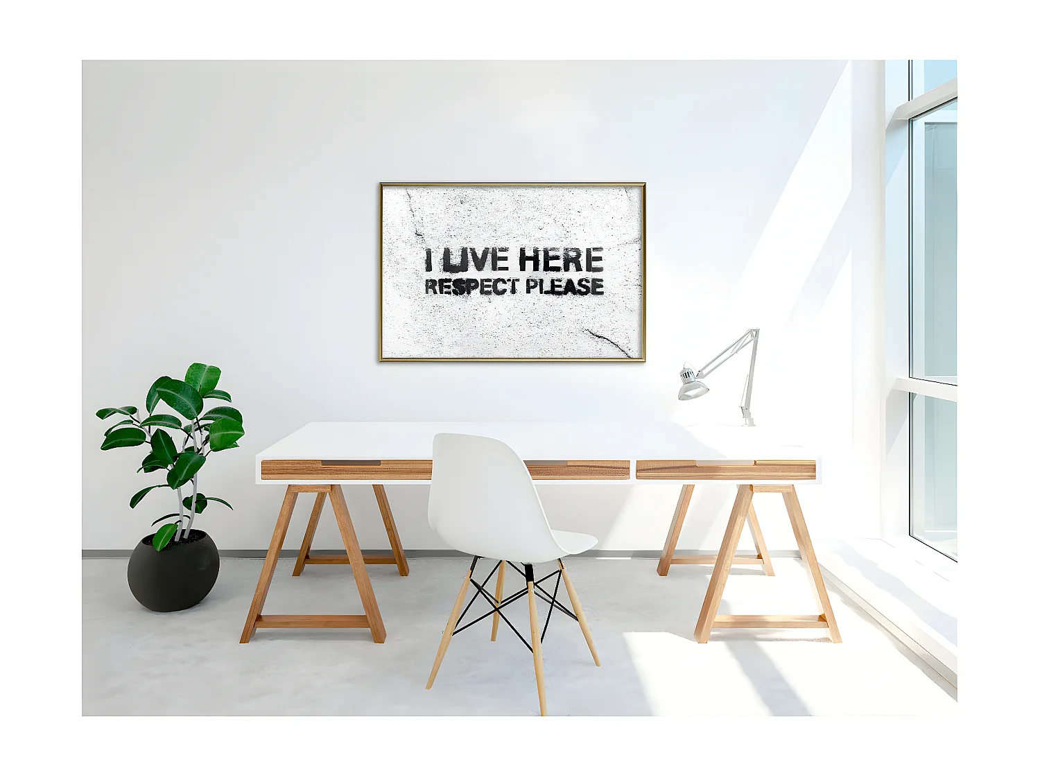 Affiche Murale Encadrée "Respect" 90 x 60 cm Or