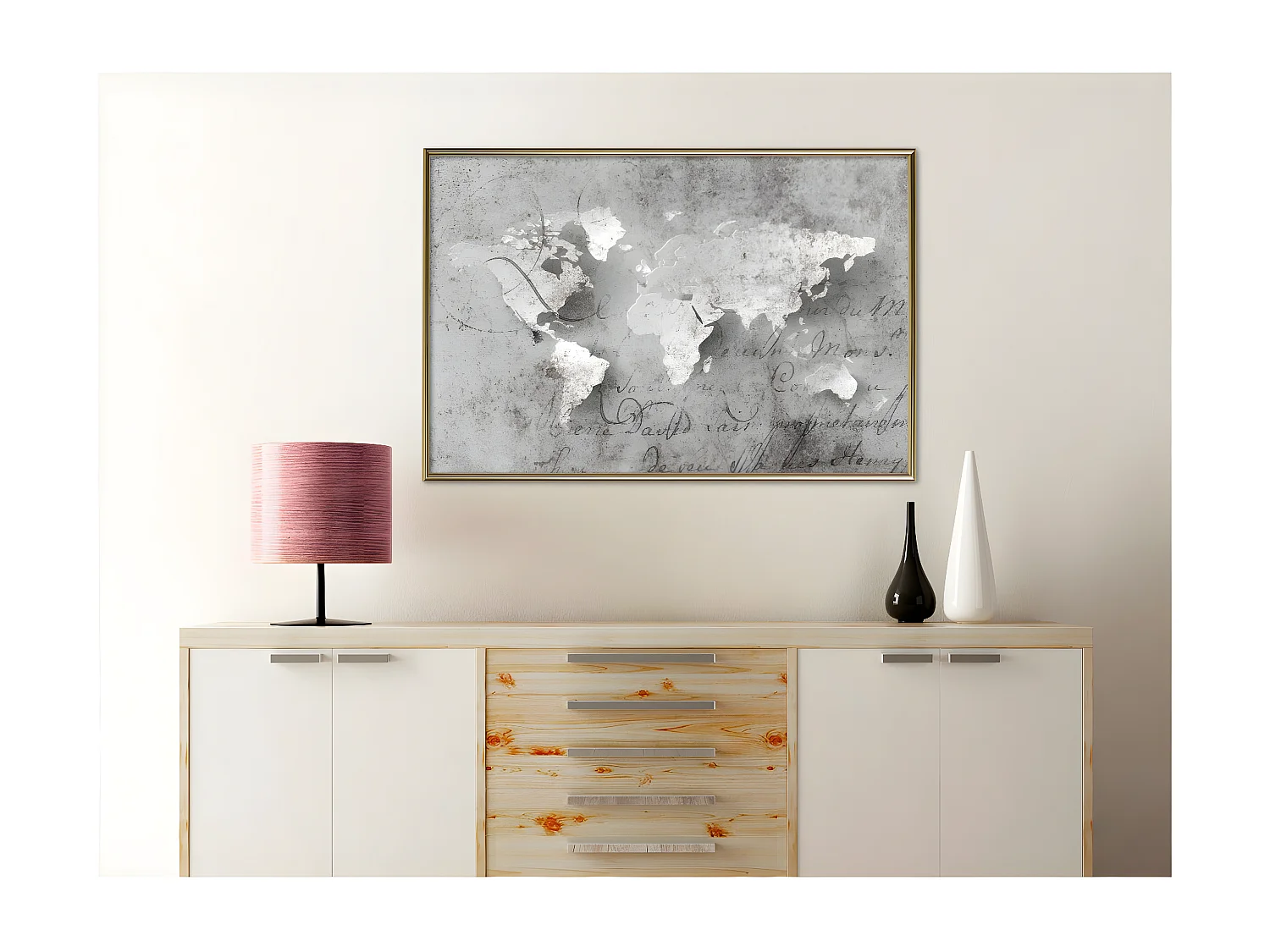 Affiche Murale Encadrée "World of Words" 90 x 60 cm Or