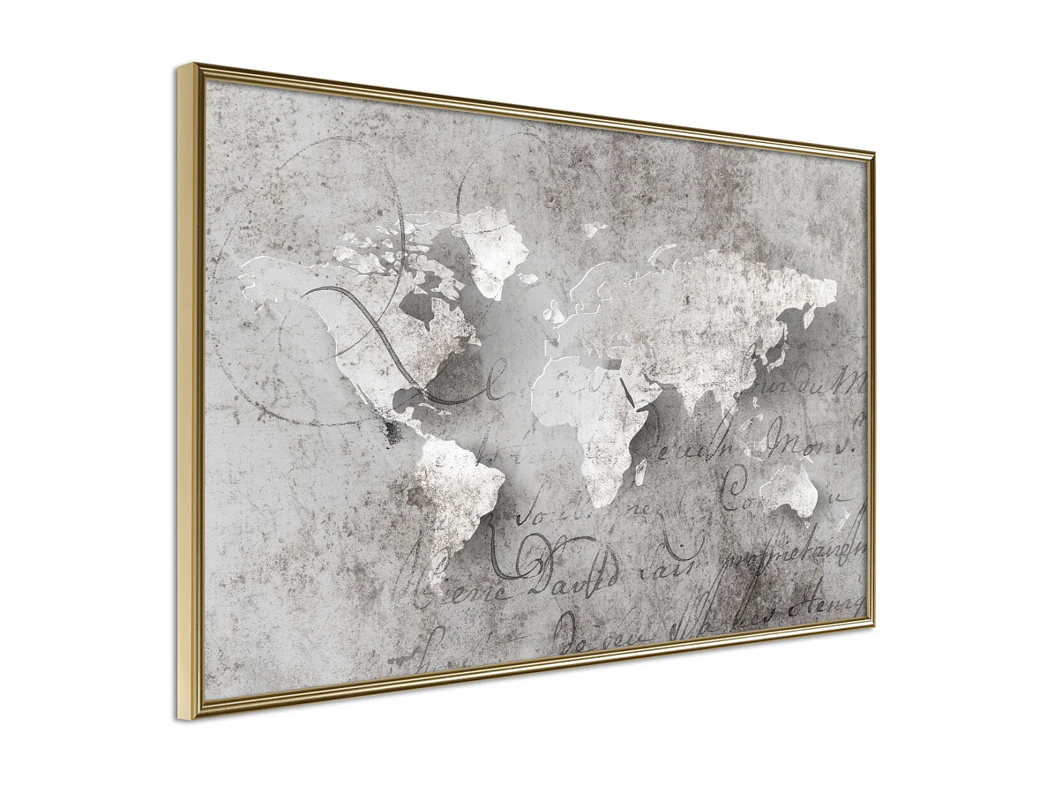 Affiche Murale Encadrée "World of Words" 90 x 60 cm Or