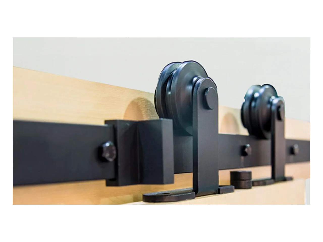 Porte Coulissante Greyria Gris Clair Ral7035 Vitree H204 X L73 + Rail A Roulettes Noir Gd Menuiseries