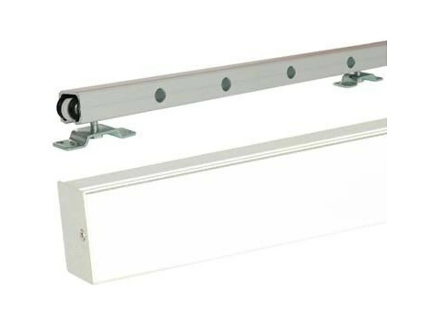 Porte Coulissante Blakeria Vitree Ral7016 H204 X L83 + Rail Alu Bandeau Blanc Et Coquilles Gd Menuiseries