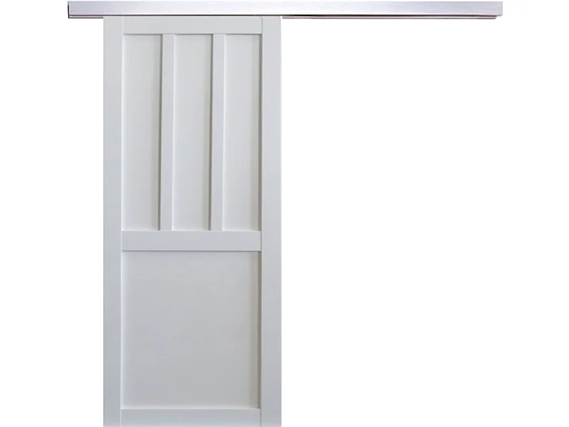 Porte Coulissante Atelier 2 Panneaux Blanc Avec Meneaux H204 X L83 + Rail Alu Gd Menuiseries