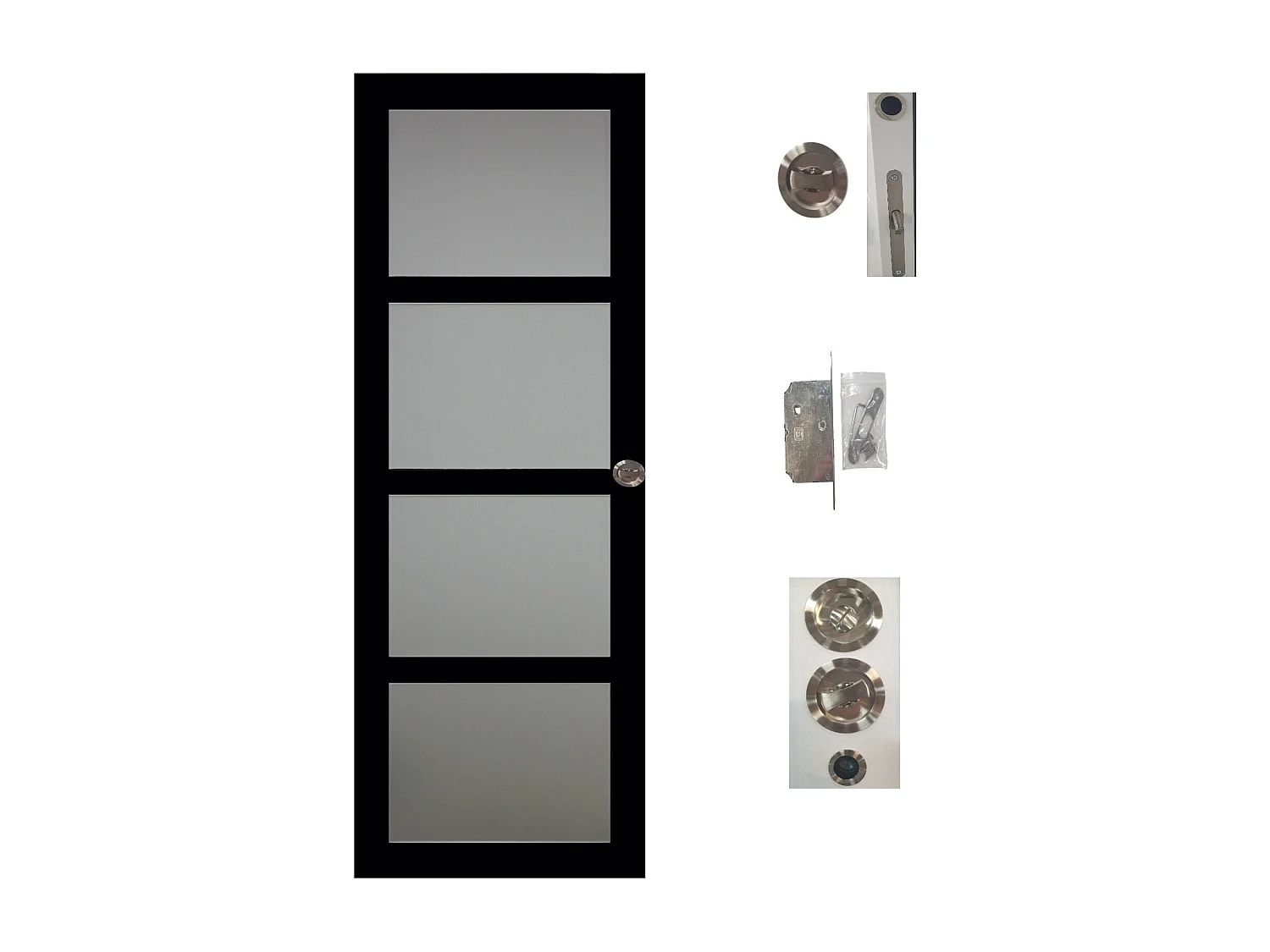 Porte Coulissante Telia Noir Vitree H204 X L73 + Systeme Galandage Et Kit De Finition Inclus Gd Menuiseries