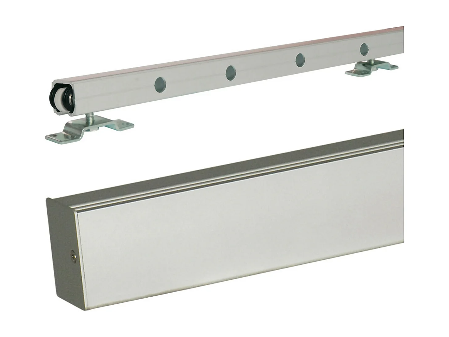 Porte Coulissante Greyria Gris Clair Ral7035 Vitree H204 X L93 + Rail Alu Et Coquilles Gd Menuiseries