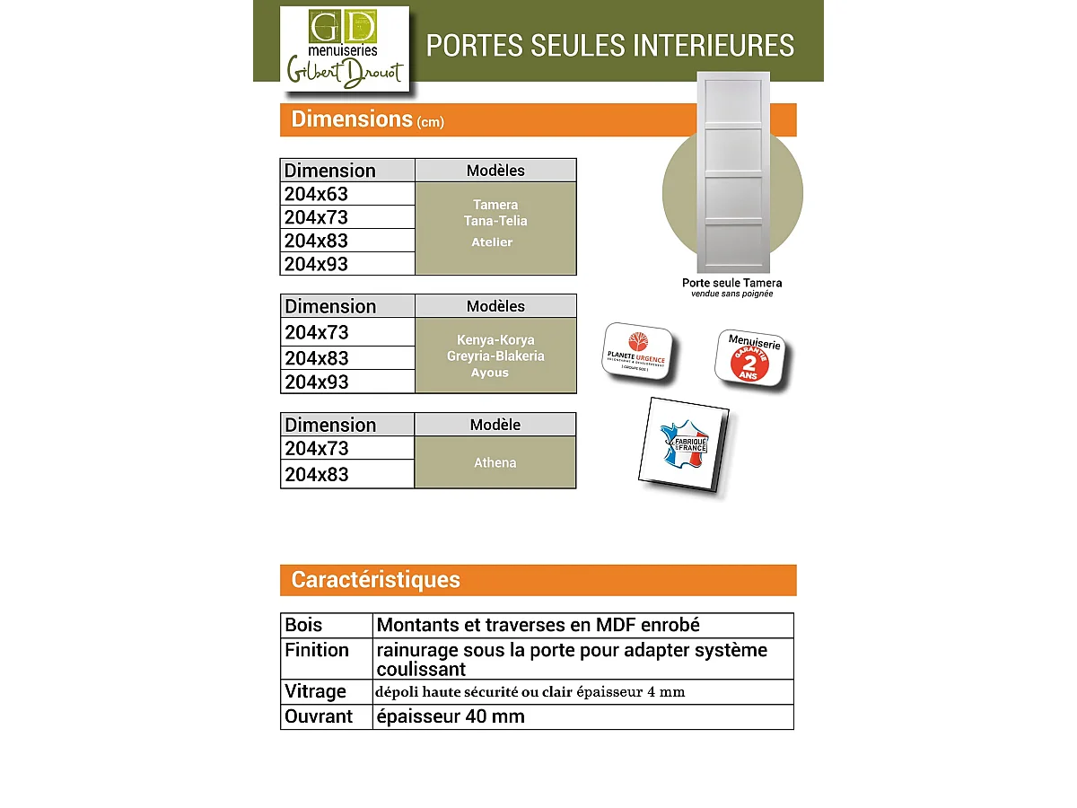 Porte Coulissante Bois Ayous 3 Panneaux H204 X L73 Cm, Galandage, Kit Finition Gd Menuiseries