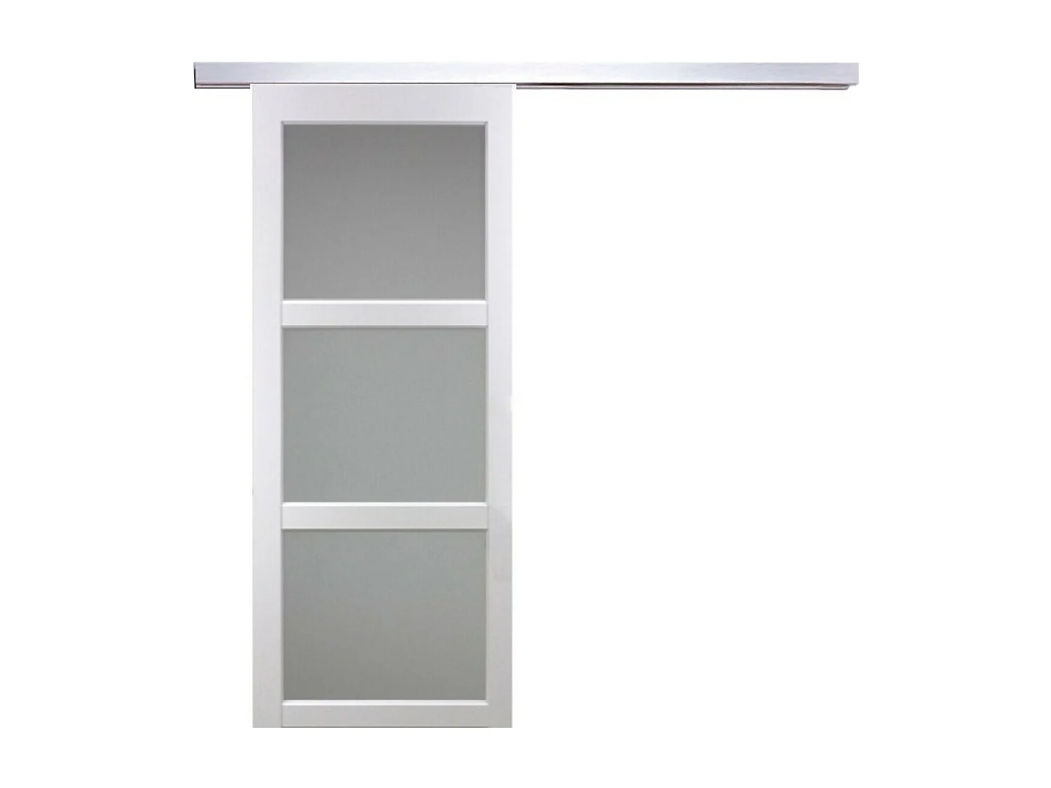 Porte Coulissante Kenya Blanc Vitree H204 X L83 + Rail Alu Gd Menuiseries