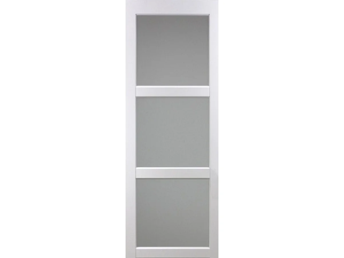 Porte Coulissante Kenya Blanc Vitree H204 X L83 + Rail Alu Gd Menuiseries