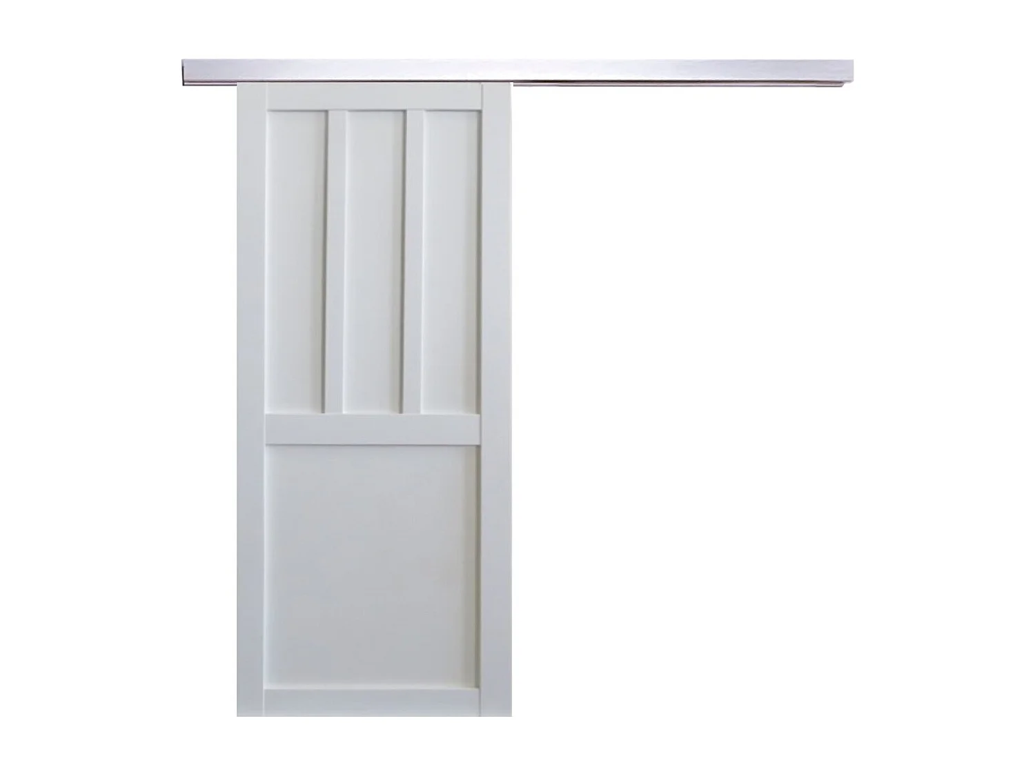 Porte Coulissante Atelier 2 Panneaux Blanc H204 X L73 Cm, Rail Alu Gd Menuiseries