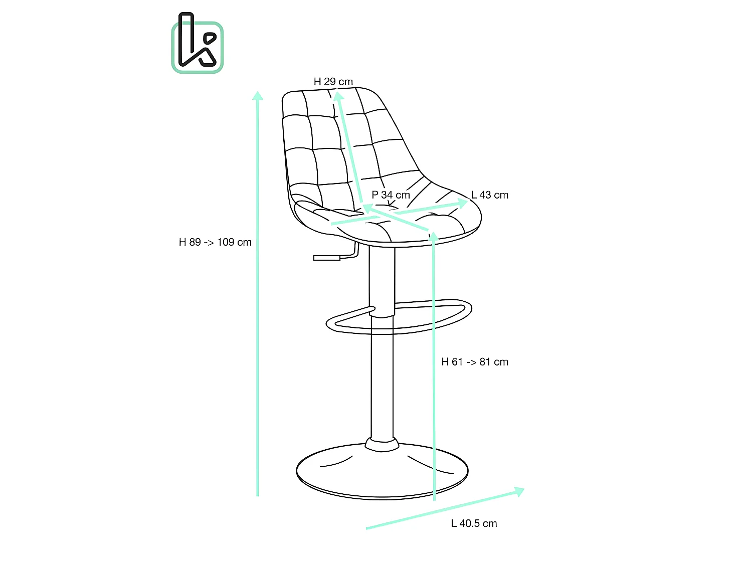 Lot 2 chaises de bar tabouret simili cuir rembourré hauteur réglable pivotant chrome  SID (noir)
