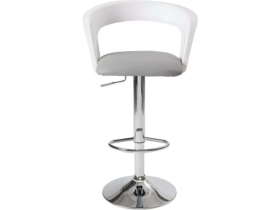 Lot 2 tabourets de bar dossier accoudoir coussin pivotant hauteur réglable AYO (blanc gris)