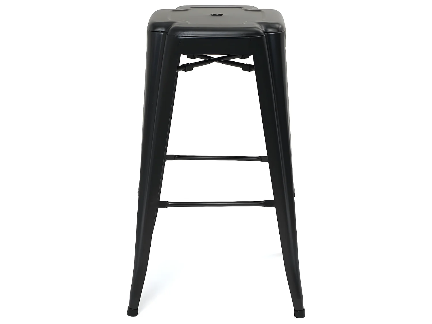 Lot 2 tabourets de bar industriels métal hauteur 76 cm empilables BOOKA (noir)